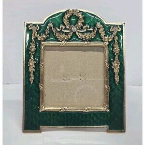 Terragrafics French Empire Green Enamel Bows Swags Picture Frame Vintage 80s